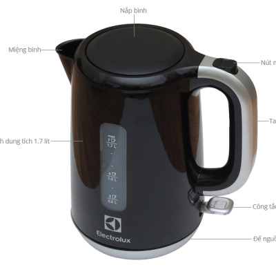 Ấm Đun Nước Electrolux EEK3505 - 1,7L (Đen) - Hàng chính hãng